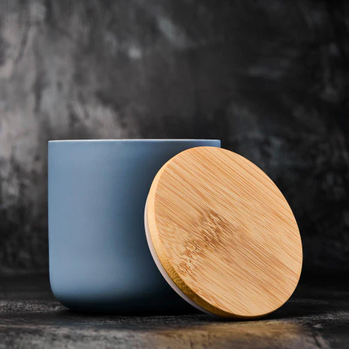 Teal Grey Ceramic Candle Jar - 12 oz - Image 5